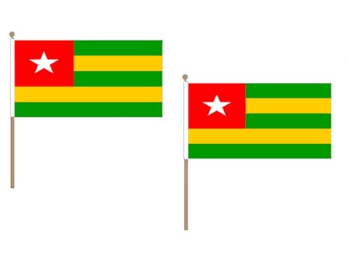 AZ FLAG STOCKFLAGGE Togo 45x30cm mit holzmast - 10 stück TOGOLESISCHE STOCKFAHNE 30 x 45 cm - flaggen von AZ FLAG