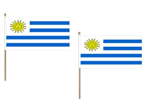 AZ FLAG STOCKFLAGGE Uruguay 45x30cm mit holzmast - 10 stück URUGUAYISCHE STOCKFAHNE 30 x 45 cm - flaggen von AZ FLAG