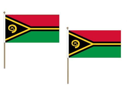 AZ FLAG STOCKFLAGGE Vanuatu 45x30cm mit holzmast - 10 stück Republik Vanuatu STOCKFAHNE 30 x 45 cm - flaggen von AZ FLAG