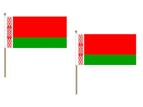 AZ FLAG STOCKFLAGGE WEIßRUSSLAND 45x30cm mit holzmast - 10 stück WEIßRUSSISCHE STOCKFAHNE 30 x 45 cm - flaggen von AZ FLAG