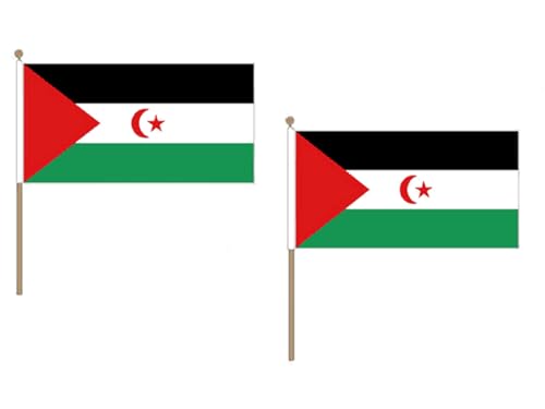 AZ FLAG STOCKFLAGGE WESTSAHARA 45x30cm mit holzmast - 10 stück DEMOKRATISCHE ARABISCHE Republik Sahara STOCKFAHNE 30 x 45 cm - flaggen von AZ FLAG