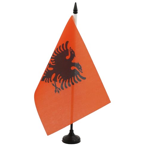 AZ FLAG TISCHFLAGGE ALBANIEN 21x14cm - ALBANISCHE TISCHFAHNE 14 x 21 cm - flaggen von AZ FLAG