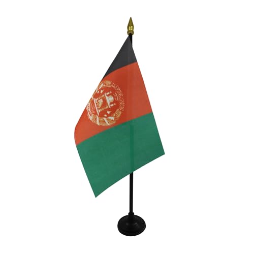AZ FLAG TISCHFLAGGE Afghanistan 15x10cm goldene splitze - AFGHANISCHE TISCHFAHNE 10 x 15 cm - flaggen von AZ FLAG