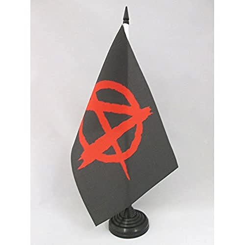 AZ FLAG TISCHFLAGGE Anarchie SCHWARZ UND ROT 21x14cm - ANARCHISMUS TISCHFAHNE 14 x 21 cm - flaggen von AZ FLAG