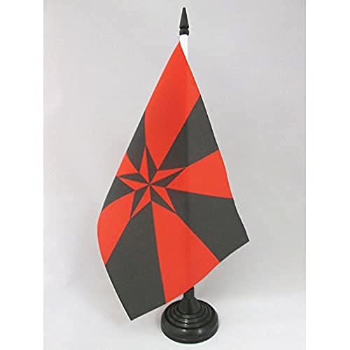 AZ FLAG TISCHFLAGGE Anarchie Stern 3D 21x14cm - ANARCHISMUS TISCHFAHNE 14 x 21 cm - flaggen von AZ FLAG