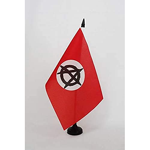 AZ FLAG TISCHFLAGGE Anarchism VON WEIßER Kreis 21x14cm - Anarchie TISCHFAHNE 14 x 21 cm - flaggen von AZ FLAG