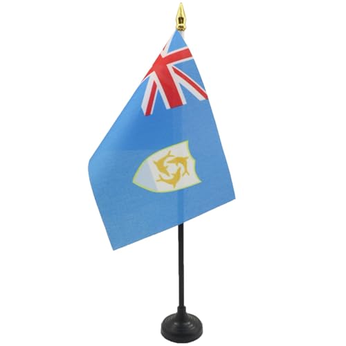 AZ FLAG TISCHFLAGGE Anguilla 15x10cm goldene splitze - Anguilla TISCHFAHNE 10 x 15 cm - flaggen von AZ FLAG