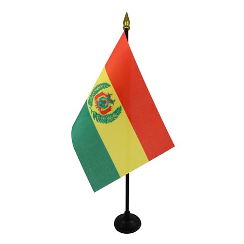 AZ FLAG - Tischflagge Bolivien - 15x10 cm Goldene Splitze - Bolivianische Tischfahne 10 x 15 Cm - Flaggen von AZ FLAG