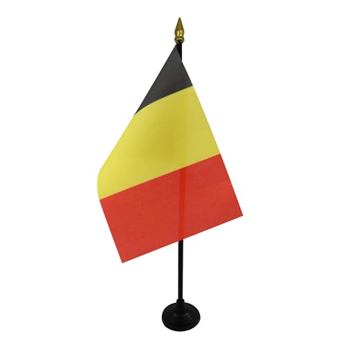 AZ FLAG - Tischflagge Belgien - 15x10 cm Goldene Splitze - Belgische Tischfahne 10 x 15 Cm - Flaggen von AZ FLAG