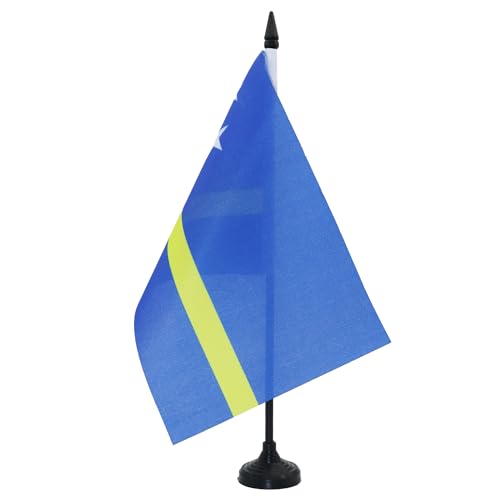 AZ FLAG TISCHFLAGGE CURAÇAO 21x14cm - HOLLÄNDISCHE TISCHFAHNE 14 x 21 cm - flaggen von AZ FLAG