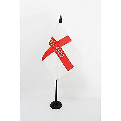 AZ FLAG - Tischfahne England mit Anmeldungen - 15x10 cm - Englische Kleine Tischflagge 100% Polyester - Büroflagge mit 25 cm Schwarzem Kunststoffstab und Sockel von AZ FLAG