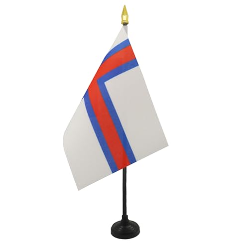 AZ FLAG - Tischflagge Färöer-Inseln - 15x10 cm Goldene Splitze - Färöer Tischfahne 10 x 15 Cm - Flaggen von AZ FLAG