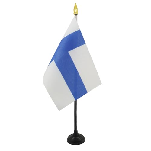 AZ FLAG - Tischflagge Finnland - 15x10 cm Goldene Splitze - Finnische Tischfahne 10 x 15 Cm - Flaggen von AZ FLAG