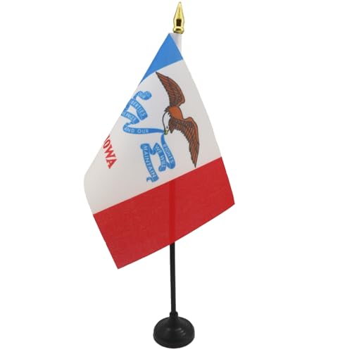 AZ FLAG - Tischflagge Iowa - 15x10 cm Goldene Splitze - Bundesstaat Iowa Tischfahne 10 x 15 cm - Flaggen von AZ FLAG