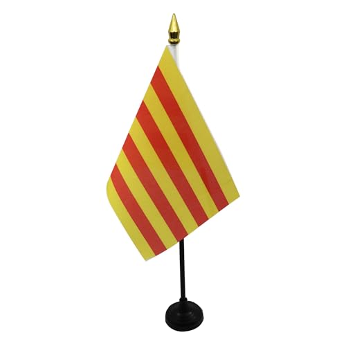 AZ FLAG - Tischflagge Katalonien - 15x10 cm Goldene Splitze - Katalonien Tischfahne 10 x 15 Cm - Flaggen von AZ FLAG