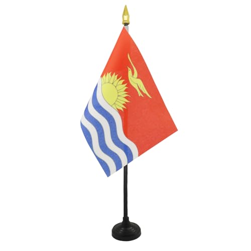 AZ FLAG TISCHFLAGGE Kiribati 15x10cm goldene splitze - Republik Kiribati TISCHFAHNE 10 x 15 cm - flaggen von AZ FLAG