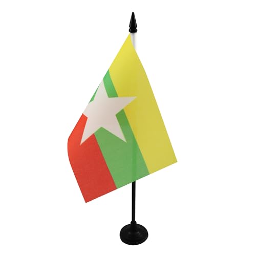 AZ FLAG TISCHFLAGGE Myanmar 15x10cm - BIRMANISCHE TISCHFAHNE 10 x 15 cm - flaggen von AZ FLAG