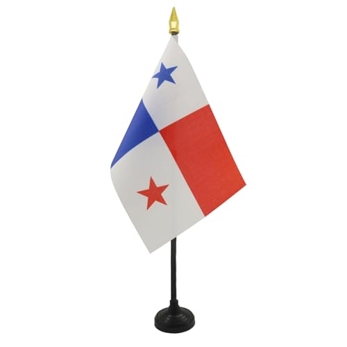 AZ FLAG TISCHFLAGGE Panama 15x10cm goldene splitze - PANAMAISCHE TISCHFAHNE 10 x 15 cm - flaggen von AZ FLAG