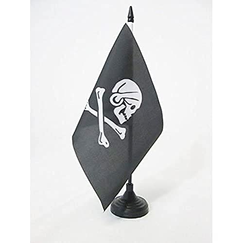 AZ FLAG TISCHFLAGGE Pirat Henry Avery SCHWARZER 21x14cm - Piraten Totenkopf TISCHFAHNE 14 x 21 cm - flaggen von AZ FLAG