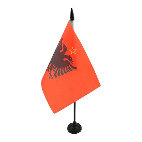 AZ FLAG - Tischflagge Socialistiske Folkerepublik Albanien 1946-1992 - 21x14 cm - Albaniens Tischfahne 14 x 21 cm - Flaggen von AZ FLAG