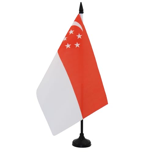 AZ FLAG TISCHFLAGGE Singapur 21x14cm - SINGAPURISCHE TISCHFAHNE 14 x 21 cm - flaggen von AZ FLAG