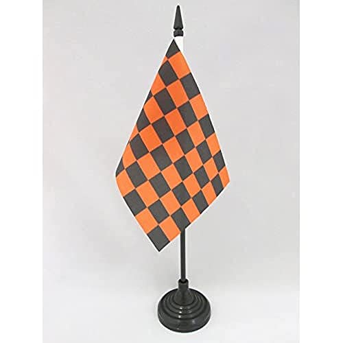 AZ FLAG - Tischflagge Zielflagge Schwarz Und Orange - 15x10 cm - Rennflagge Tischfahne 10 x 15 Cm - Flaggen von AZ FLAG