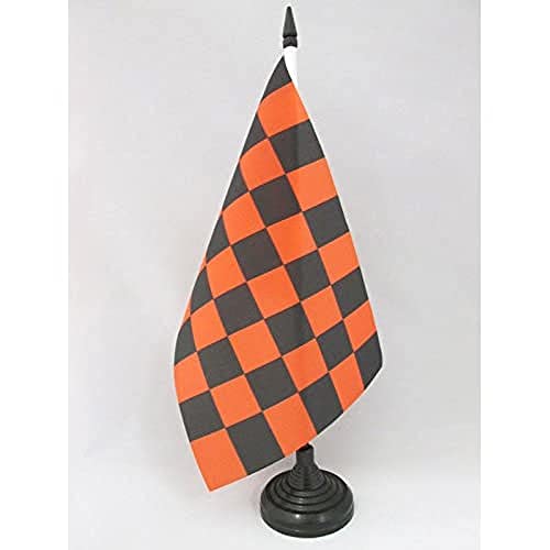 AZ FLAG TISCHFLAGGE ZIELFLAGGE SCHWARZ UND ORANGE 21x14cm - RENNFLAGGE TISCHFAHNE 14 x 21 cm - flaggen von AZ FLAG