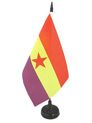 TISCHFLAGGE ZWEITE SPANISCHE REPUBLIK MIT ROTER STERN 21x14cm - REPUBLIK SPANIEN TISCHFAHNE 14 x 21 cm - flaggen AZ FLAG von AZ FLAG