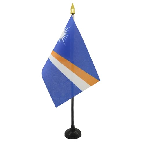AZ FLAG - Tischflagge Marshallinseln - 15x10 cm Goldene Splitze - Republik Marshallinseln Tischfahne 10 x 15 Cm - Flaggen von AZ FLAG