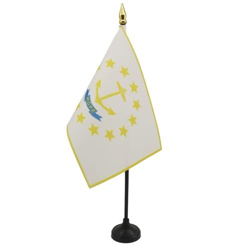AZ FLAG - Tischflagge Rhode Island - 15x10 cm Goldene Splitze - Bundesstaat Rhode Island Tischfahne 10 x 15 Cm - Flaggen von AZ FLAG