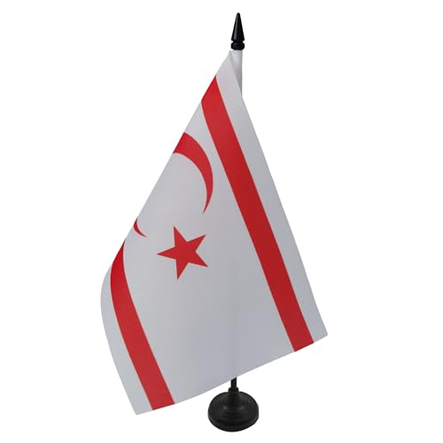 AZ FLAG - Tischflagge Türkische Republik Nordzypern - 21x14 cm - Nord-Zypern Tischfahne 14 x 21 Cm - Flaggen von AZ FLAG