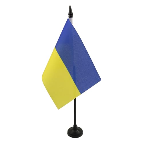 AZ FLAG - Tischflagge Ukraine - 15x10 cm - Ukrainische Tischfahne 10 x 15 Cm - Flaggen von AZ FLAG