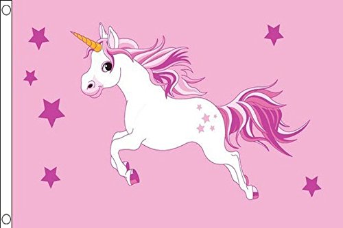 FLAGGE ROSAES EINHORN 90x60cm - UNICORN FAHNE 60 x 90 cm - flaggen AZ FLAG Top Qualität von AZ FLAG