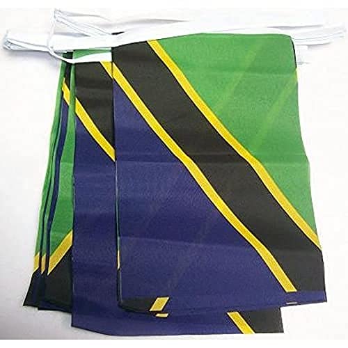 AZ FLAG FAHNENKETTE TANSANIA 6 Meter mit 20 flaggen 21x14cm - TANSANISCHE Girlande Flaggenkette 14 x 21 cm von AZ FLAG