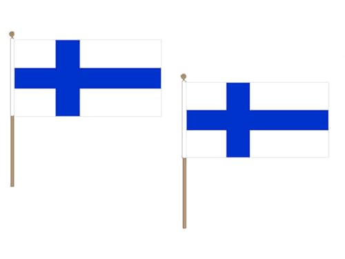 STOCKFLAGGE FINNLAND 45x30cm mit holzmast - 10 stück FINNISCHE STOCKFAHNE 30 x 45 cm - flaggen AZ FLAG von AZ FLAG