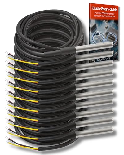 AZDelivery 10 x 1M Kabel DS18B20 digitaler Edelstahl Temperatursensor Temperaturfühler, wasserdicht kompatibel mit Arduino und Raspberry Pi inklusive E-Book! AZDelivery 10 x 1M Kabel DS18B20 digitaler Edelstahl Temperatursensor Temperaturfühler, wasserdicht kompatibel mit Arduino und Raspberry Pi inklusive E-Book! von AZDelivery