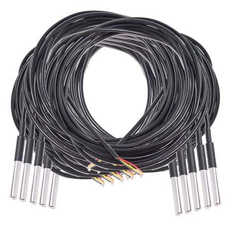 AZDelivery 10 x DS18B20 3M Kabel digitaler Edelstahl Temperatursensor Temperaturfühler, wasserdicht kompatibel mit Arduino und Raspberry Pi inklusive E-Book | kompatibel mit Shelly Temperatursensor von AZDelivery