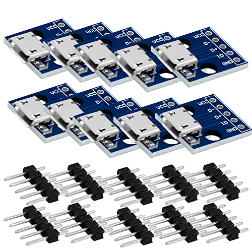 AZDelivery 10 x Micro-USB-Anschlussbuchse | USB-Stromversorgungsschnittstelle | Breadboard 5V-Strommodul | kompatibel mit Arduino von AZDelivery