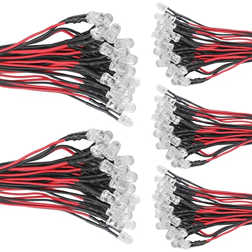 AZDelivery 100 Stück 5mm LEDs mit 20cm Kabel DC 12V fertig verkabelt + 5mm LED Montageringe von AZDelivery