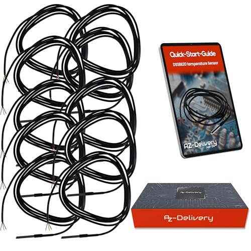 AZDelivery 10x DS18B20 2m Kabel digitaler Edelstahl Temperatursensor Temperaturfühler, wasserdicht kompatibel mit Arduino und Raspberry Pi inklusive E-Book AZDelivery 10x DS18B20 2m Kabel digitaler Edelstahl Temperatursensor Temperaturfühler, wasserdicht kompatibel mit Arduino und Raspberry Pi inklusive E-Book von AZDelivery