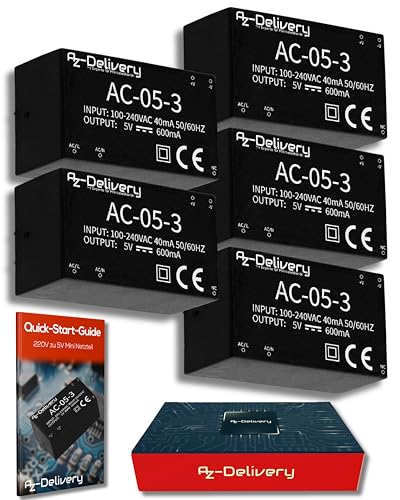 AZDelivery 220V zu 5V Mini-Netzteil kompatibel mit Arduino und Raspberry Pi inklusive E-Book! von AZDelivery
