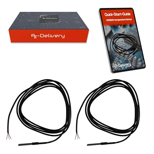 AZDelivery 2x DS18B20 2m Kabel digitaler Edelstahl Temperatursensor Temperaturfühler, wasserdicht kompatibel mit Arduino und Raspberry Pi inklusive E-Book AZDelivery 2x DS18B20 2m Kabel digitaler Edelstahl Temperatursensor Temperaturfühler, wasserdicht kompatibel mit Arduino und Raspberry Pi inklusive E-Book von AZDelivery