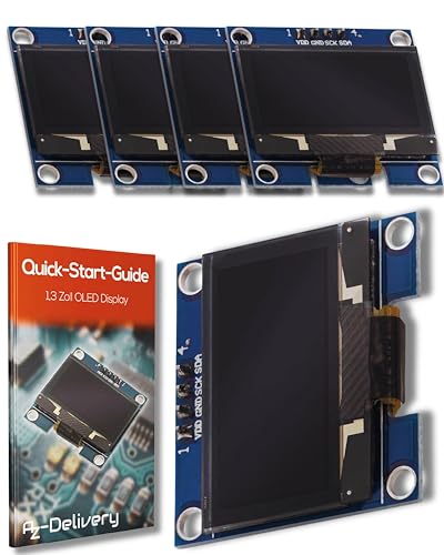 AZDelivery 3 x 1,3 Zoll OLED Display I2C SSH1106 Chip 128 x 64 Pixel I2C Bildschirm Anzeigemodul mit weißen Zeichen kompatibel mit Arduino und Raspberry Pi inklusive E-Book! von AZDelivery