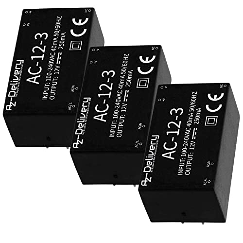 AZDelivery 3 x 220V zu 12V Mini-Netzteil kompatibel mit Arduino und Raspberry Pi AZDelivery 3 x 220V zu 12V Mini-Netzteil kompatibel mit Arduino und Raspberry Pi von AZDelivery