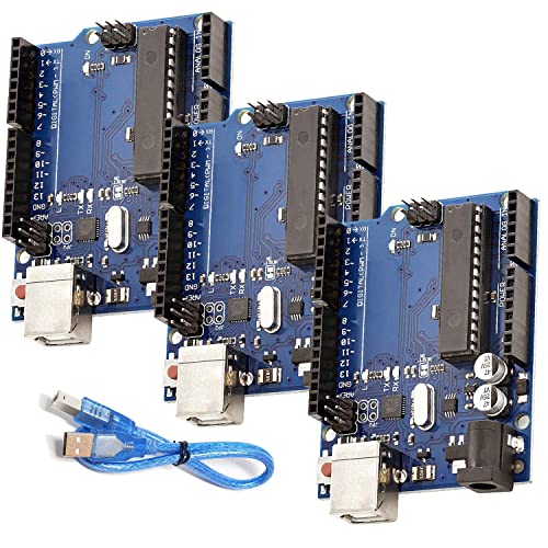 AZDelivery 3 x AZ-ATmega328DIP-Board Mikrocontroller Board ATmega16U2 8-bit Entwicklerboard mit Hauptplatine und USB-Kabel inklusive E-Book! von AZDelivery