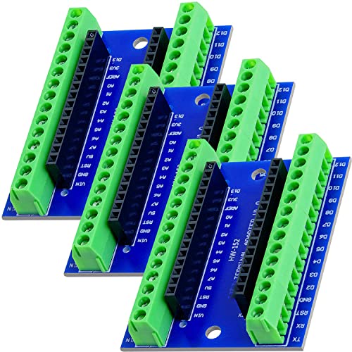 AZDelivery 3 x AZ-Nano V3-Board Terminal Adapter Board mit Schraubklemmen, Modul Board kompatibel mit Arduino inklusive E-Book! von AZDelivery
