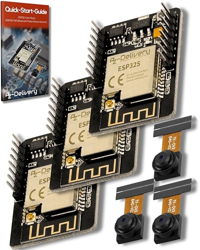 AZDelivery 3 x ESP32 Cam Modul + Bluetooth ESP32 5V Dual Core 32-bit CPU mit 2MP Kamera Entwicklungsboard kompatibel mit Arduino inklusive E-Book! AZDelivery 3 x ESP32 Cam Modul + Bluetooth ESP32 5V Dual Core 32-bit CPU mit 2MP Kamera Entwicklungsboard kompatibel mit Arduino inklusive E-Book! von AZDelivery