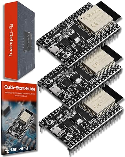 AZDelivery 3 x ESP32 Dev Kit C V4 NodeMCU WLAN WiFi Development Board kompatibel mit Arduino inklusive E-Book! (Nachfolger Modul von ESP32 Dev Kit C V2) von AZDelivery