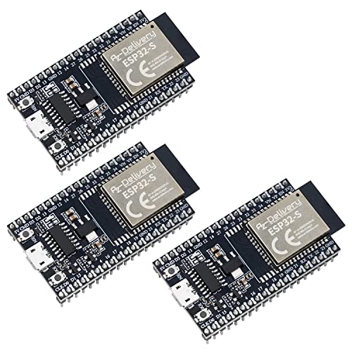 AZDelivery 3 x ESP32S Dev Kit C V4 NodeMCU WLAN WiFi Development Board kompatibel mit Arduino inklusive E-Book! (Nachfolger Modul von ESP32S Dev Kit C V2) von AZDelivery