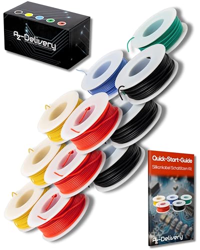 AZDelivery 3 x Ultraflexibles verzinntes Silikonkabel Schaltlitzen Kit temperaturbeständig aus Kupferdraht als Jumper oder zum verseilen oder verbinden Soft Hookup Kupferdraht-Kit von AZDelivery